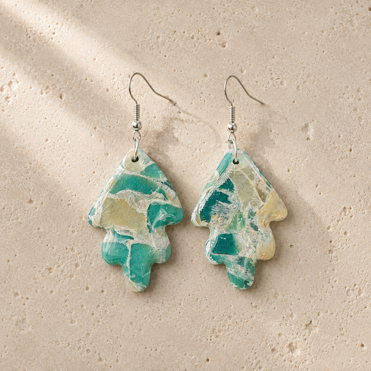 Ocean Marble Earrings, Seafoam Green Statement Dangles, Polymer Clay Jewelry, Coastal Aesthetic Gift for Her, Lightweight Mermaid Core Drops