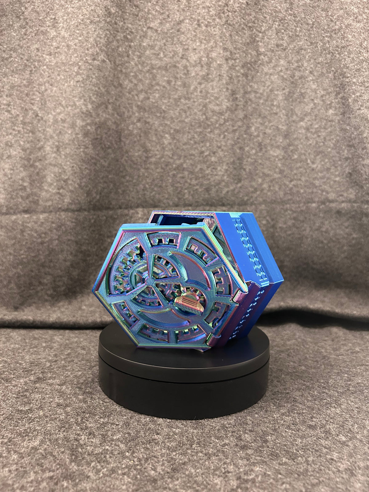 The Twentieth dice box closed, showing the numbered faceted faces.
