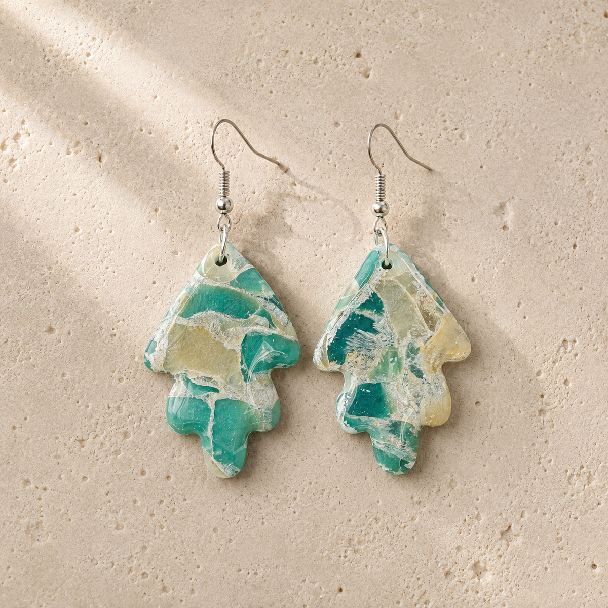 Ocean Marble Earrings, Seafoam Green Statement Dangles, Polymer Clay Jewelry, Coastal Aesthetic Gift for Her, Lightweight Mermaid Core Drops