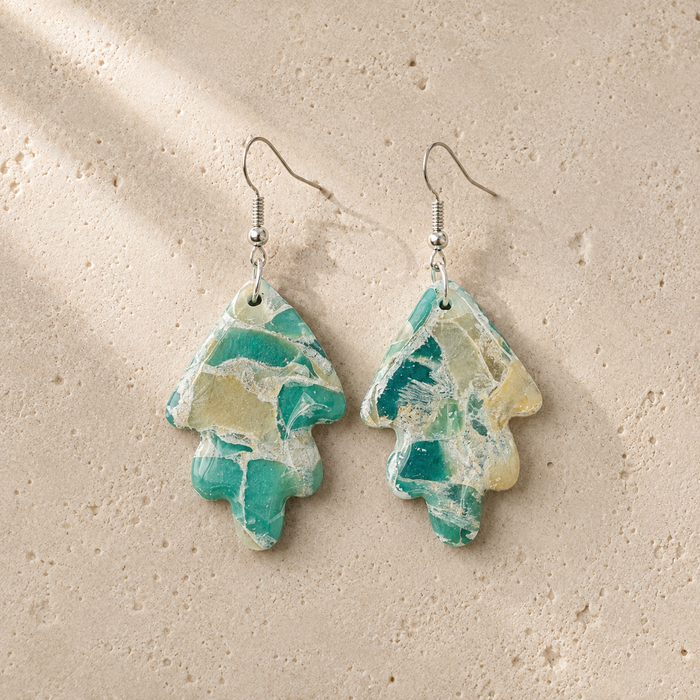 Ocean Marble Earrings, Seafoam Green Statement Dangles, Polymer Clay Jewelry, Coastal Aesthetic Gift for Her, Lightweight Mermaid Core Drops