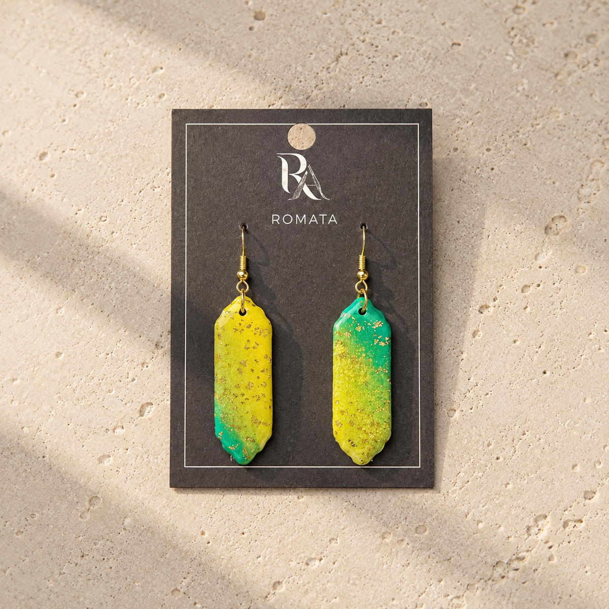 Handcrafted Yellow Green Polymer Clay Drop Earrings | Colorful Ombre Statement Earrings | Lightweight Handmade Jewelry | Handmade in Sweden