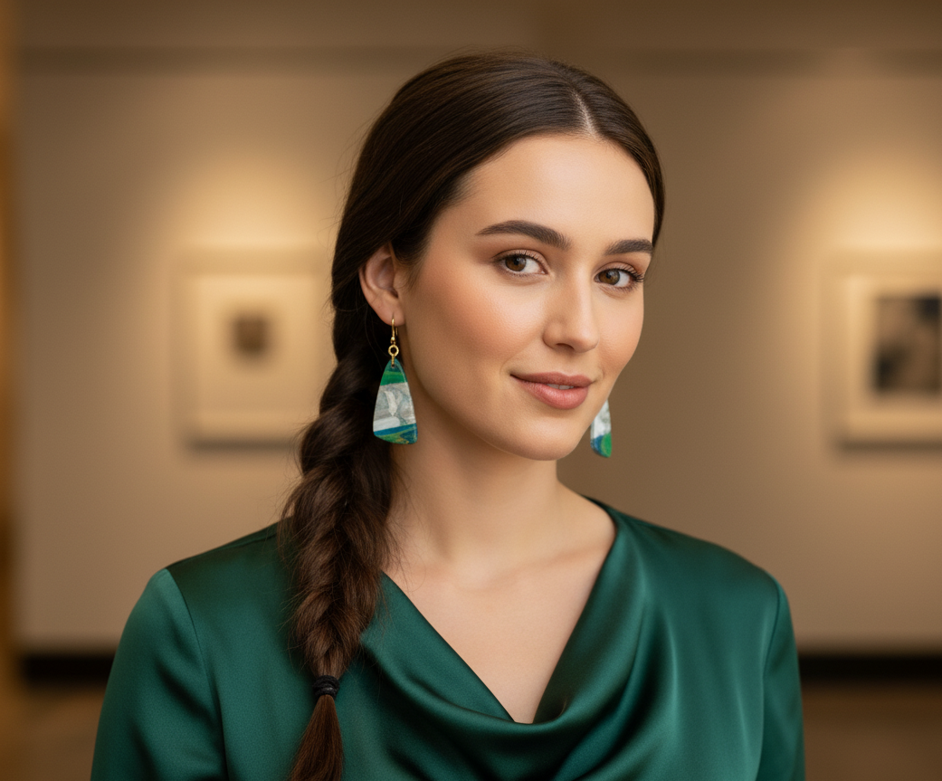 Coastal Gem – Ocean-Inspired Resin Clay Earring ✨