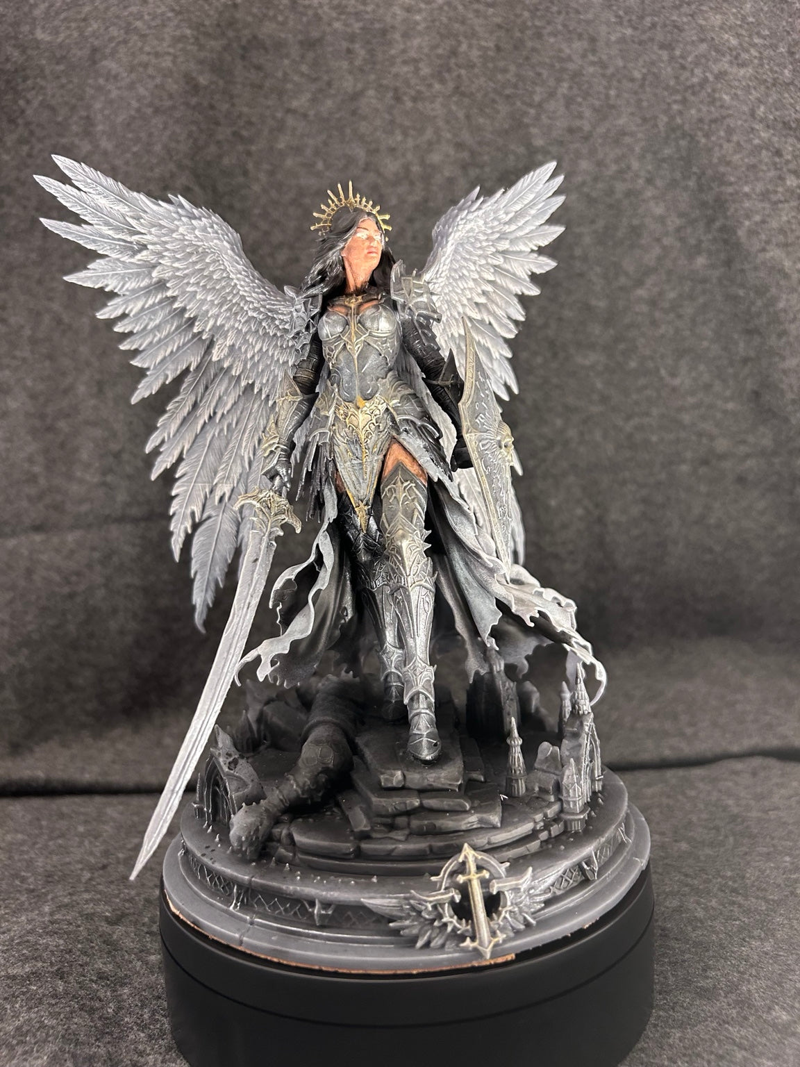 Hand-painted angel warrior collectible statue