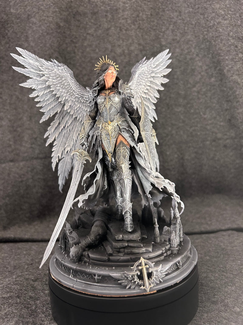 Hand-painted angel warrior collectible statue
