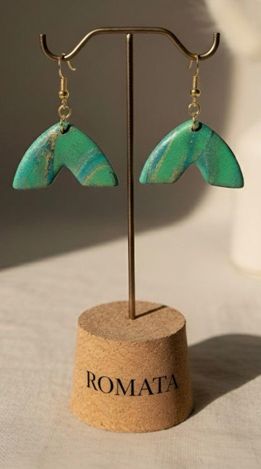 Veridian Arc – Emerald Green Polymer Earring 🍃